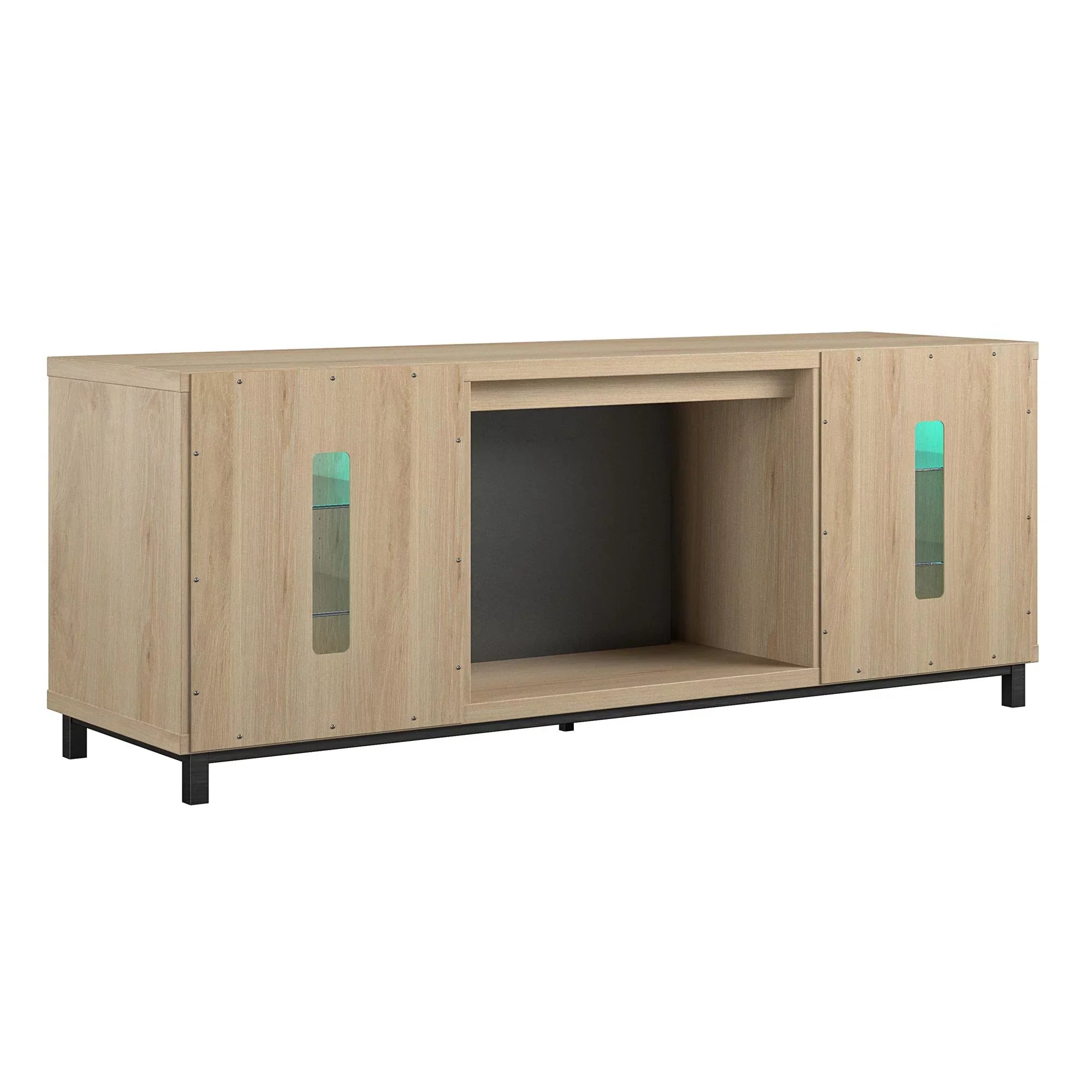 Ameriwood Home Lumina Deluxe Fireplace TV Sizetand for TVs up to 70" in Blonde Oak