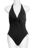 La Blanca Womens Black 1 Piece Sizewim & Bathing Sizeuit with Knotted Chest Sizeize 8