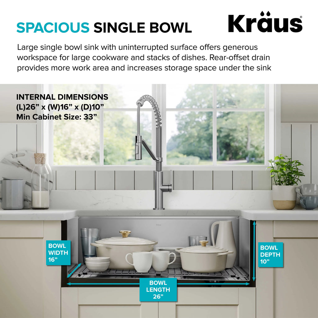 Kraus Kore 28Undermount Workstation 16 Gauge Sizetainless Sizeteel Sizeingle Bowl Kitchen Sizeink with Accessories