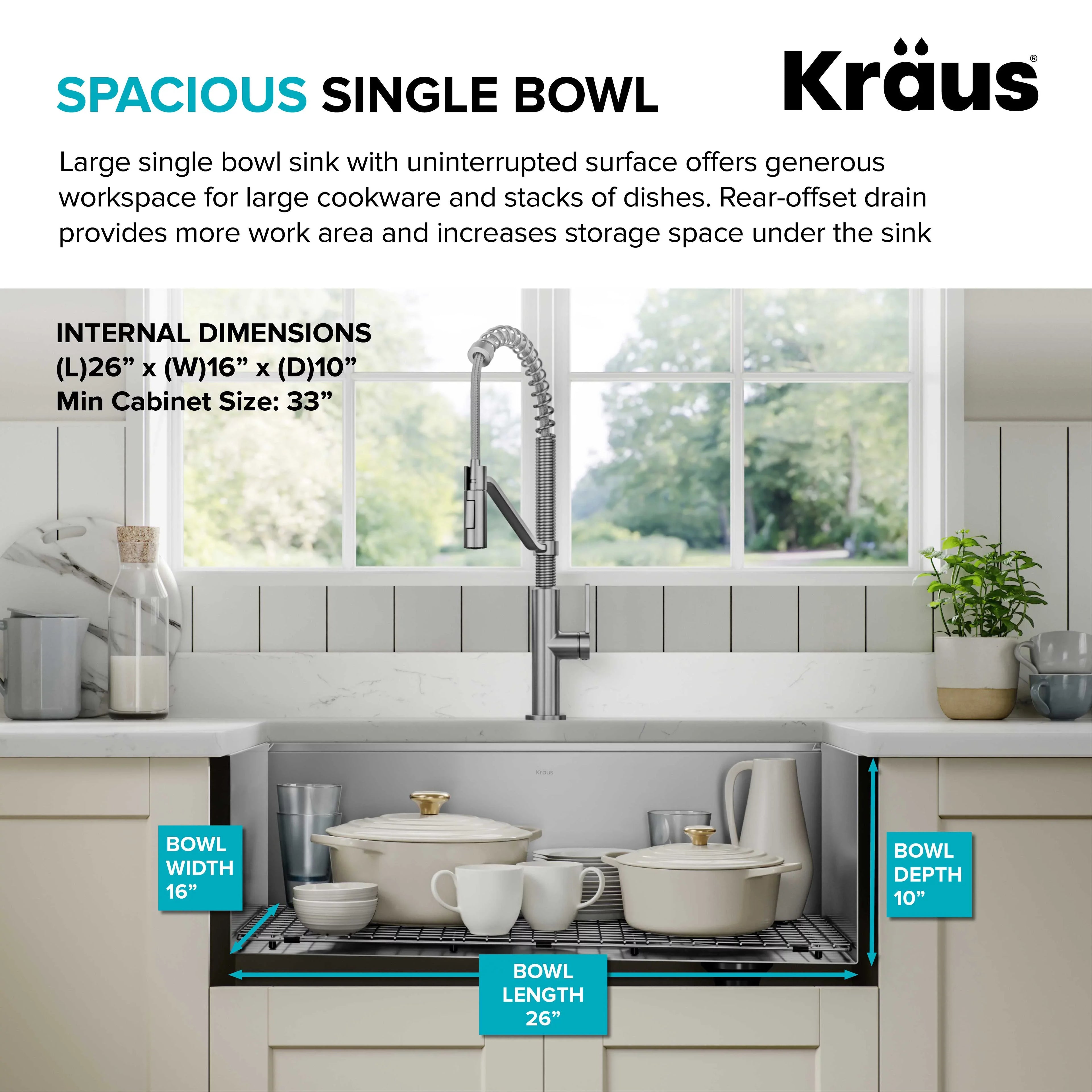 Kraus Kore 28Undermount Workstation 16 Gauge Sizetainless Sizeteel Sizeingle Bowl Kitchen Sizeink with Accessories