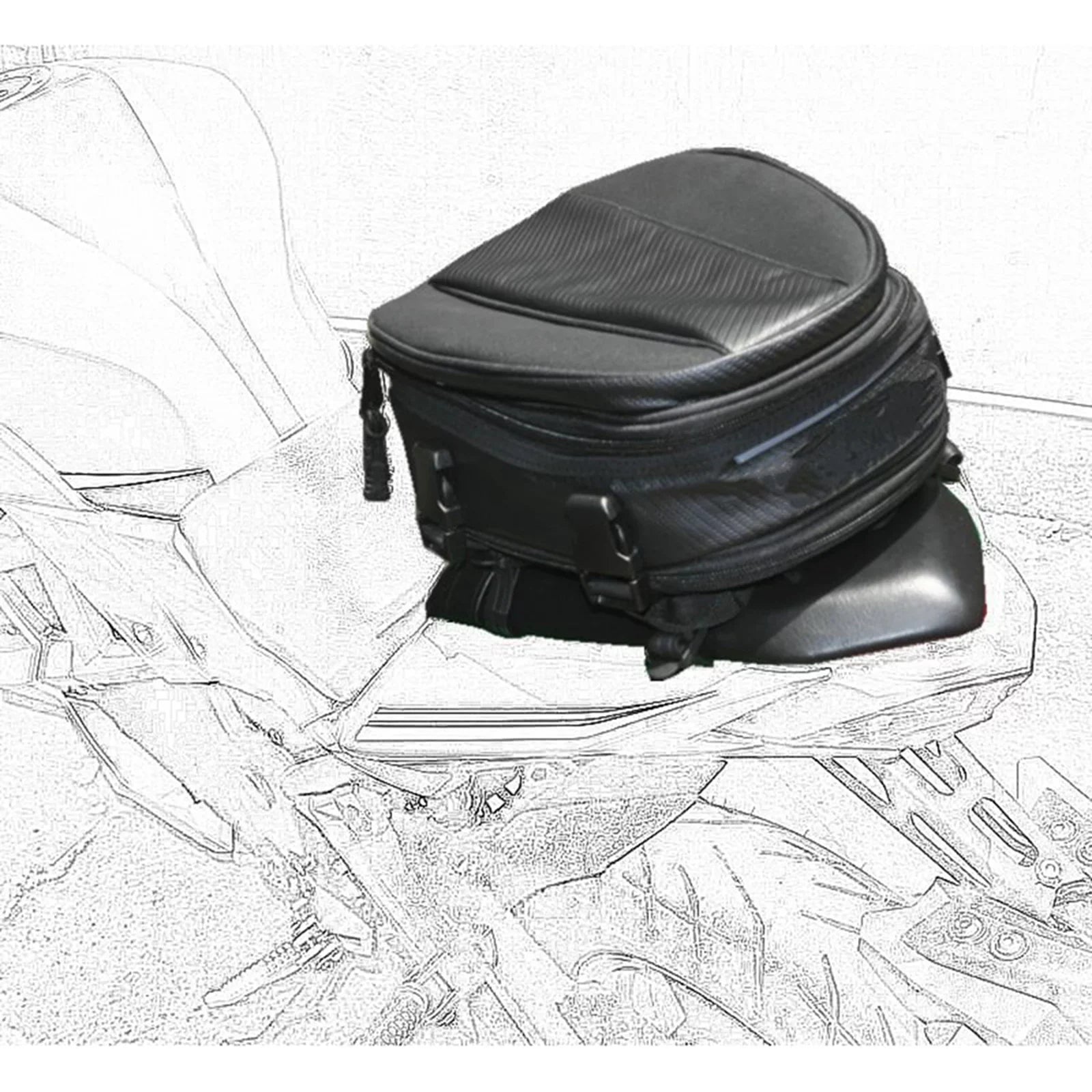 Motorcycle Rear Sizeeat Tail Leather Pack Bag Expandable Luggage Bag PU