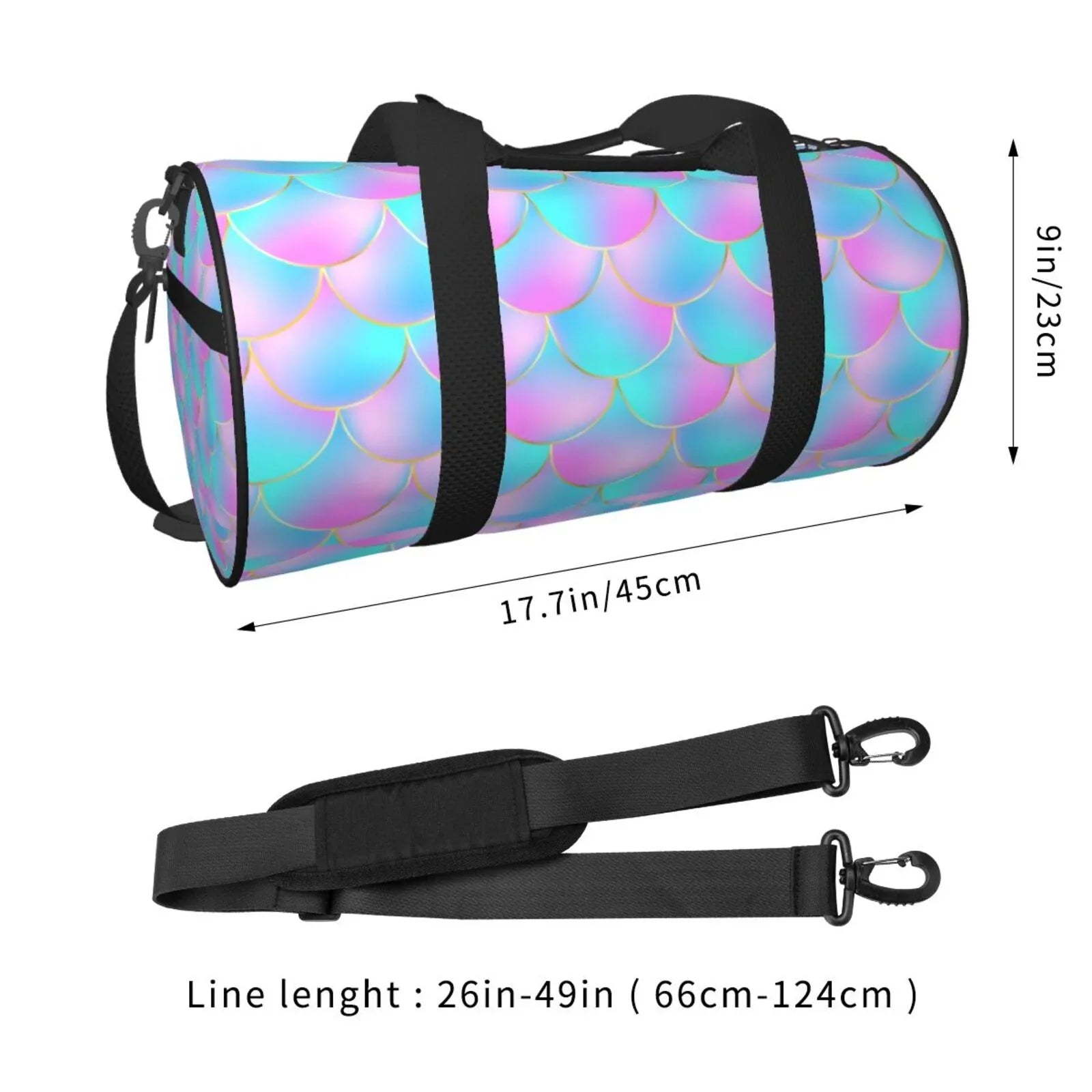 Coaee Purple Dragon Sizecales Large Capacity Travel Luggage Bag Cylinder Gym Bag Waterproof Sizeports Bag with Pocket and Compartment