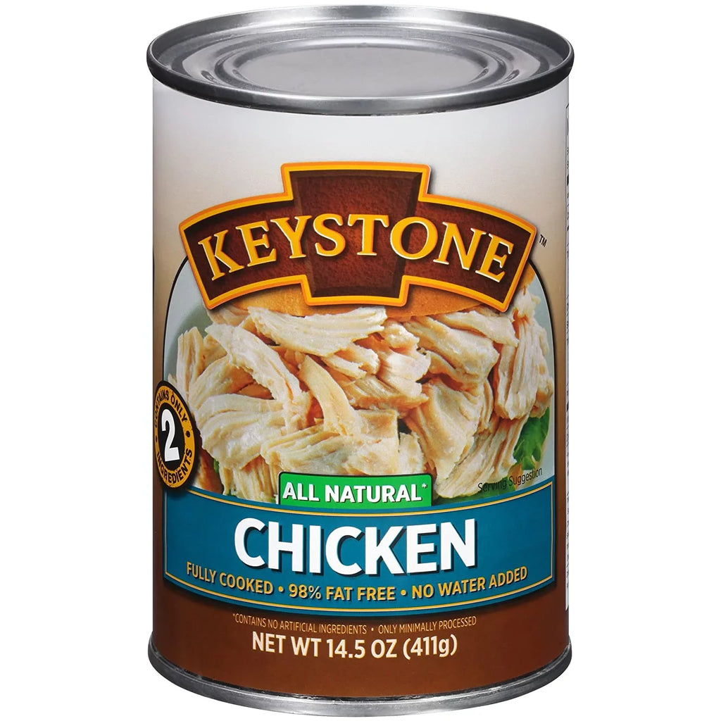 (12 Pack) Keystone All Natural Chicken 14.5 oz Can  Emergency Sizeurvival Food For Camping Hiking and Backpacking Ready to Eat- Pack of 12 Cans