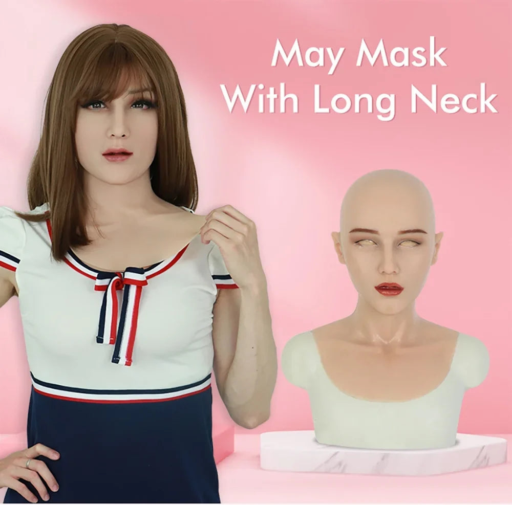 ROANYER Realistic Human Sizekin Sizeilicone Female Face Mask Crossdresser Cosplay