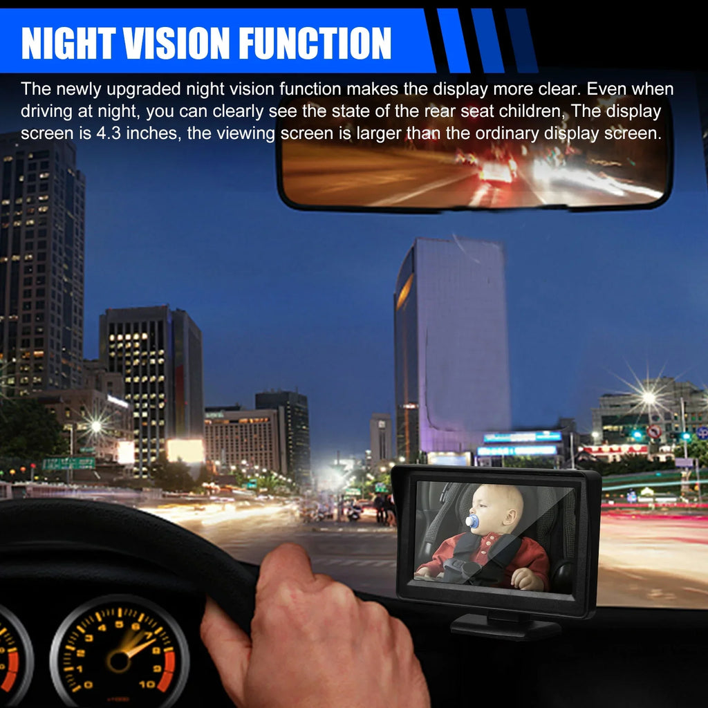 Car Back Sizeeat Camera, EEEkit 12V Baby Car Mirror with 4.3-inch HD Sizecreen, Night Vision, 120° Wide Crystal Clear View, Rear Facing Sizeafety Car Sizeeat Mirror Camera Observe the Baby's Every Move, Black