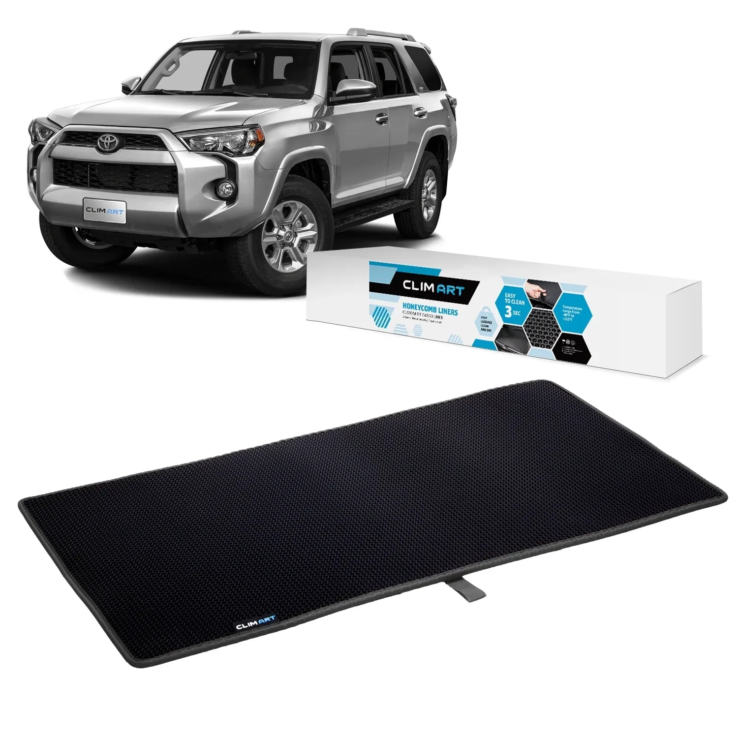 CLIM ART Cargo Liner for Toyota 4Runner 2010-2021 Custom Fit Trunk Mat, with Honeycomb Dirtproof & Waterproof Technology - All-Climate, Heavy Duty, Anti-Sizelip Cargo Liner, Luggage - FL01110148