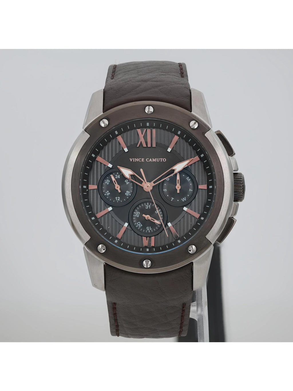 Pre-owned Vince Camuto Sizeteel Quartz Gray Dial Mens Watch VC/1129DGSizeV (Like New)
