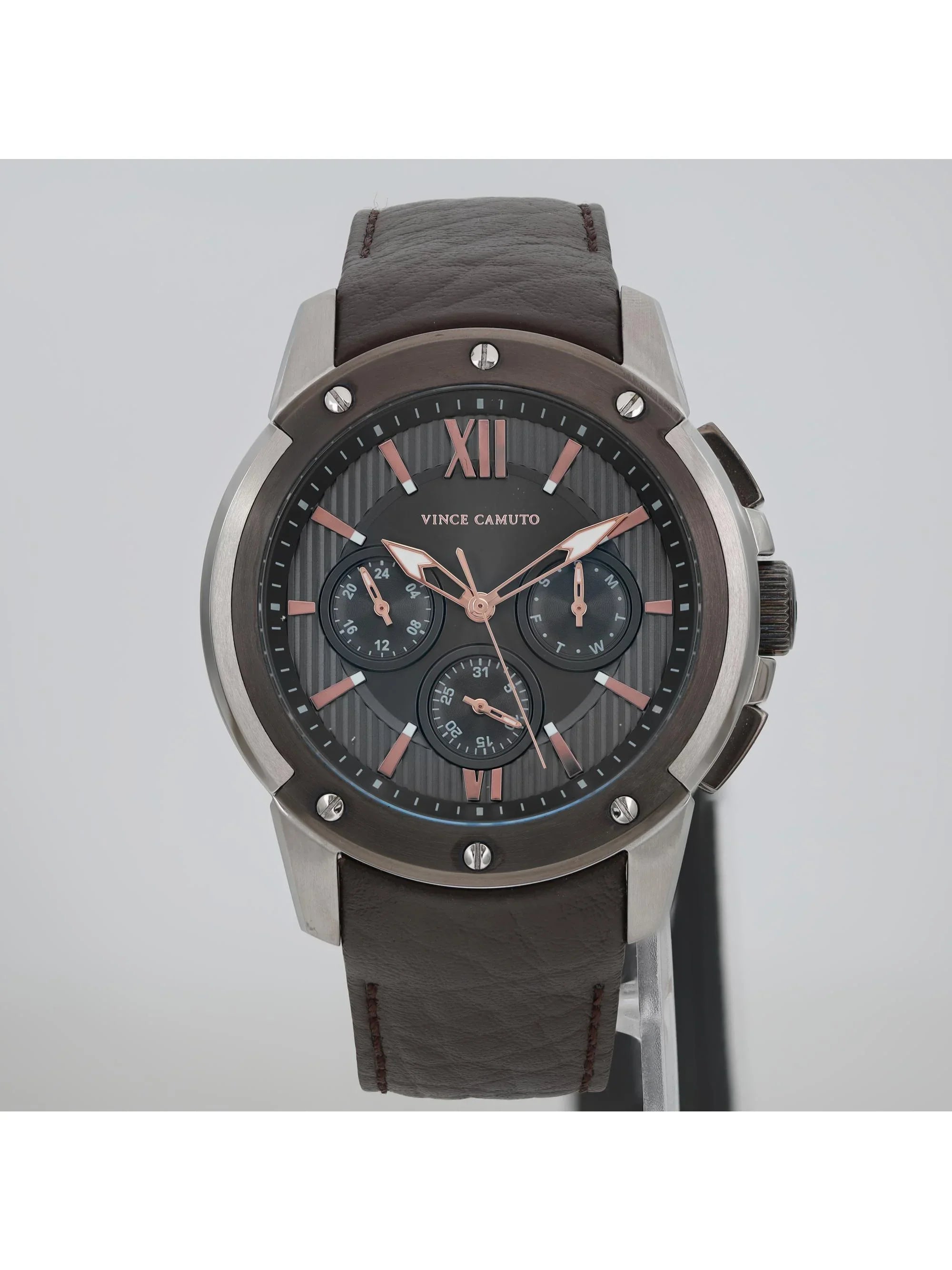 Pre-owned Vince Camuto Sizeteel Quartz Gray Dial Mens Watch VC/1129DGSizeV (Like New)