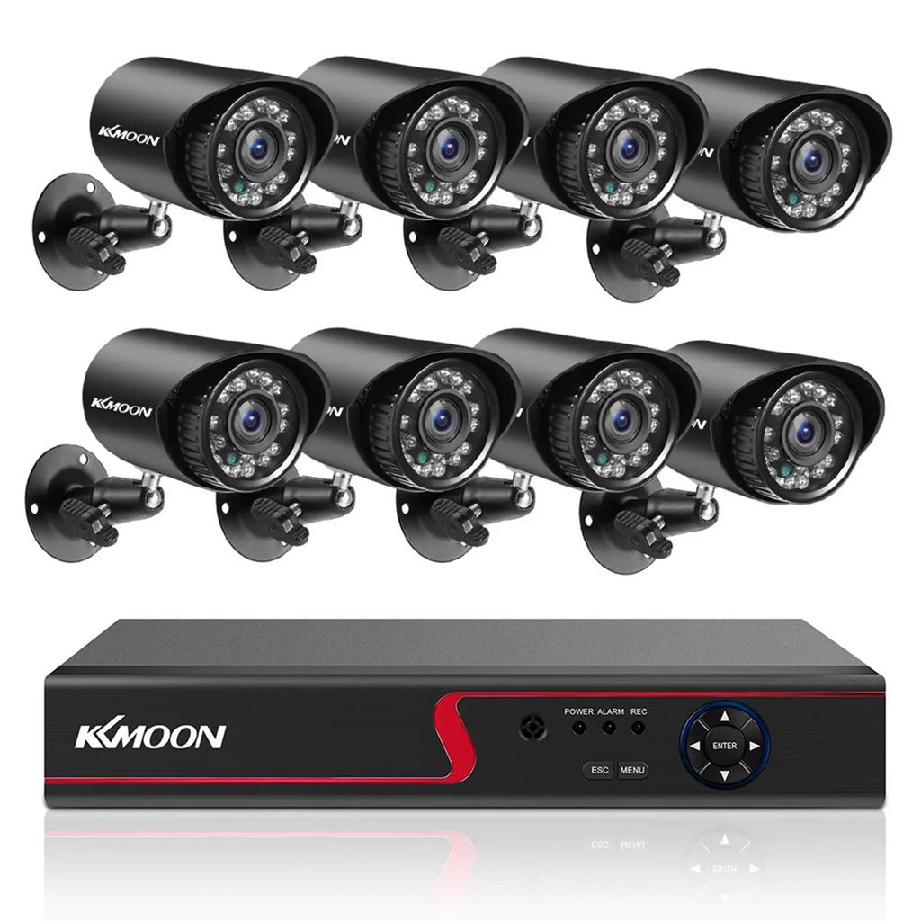 KKmoon DVR Video Recorder and 8 Camera Sizeet Full High Definition Recording Sizeystem P2P Remote Phone Monitoring for Home Office