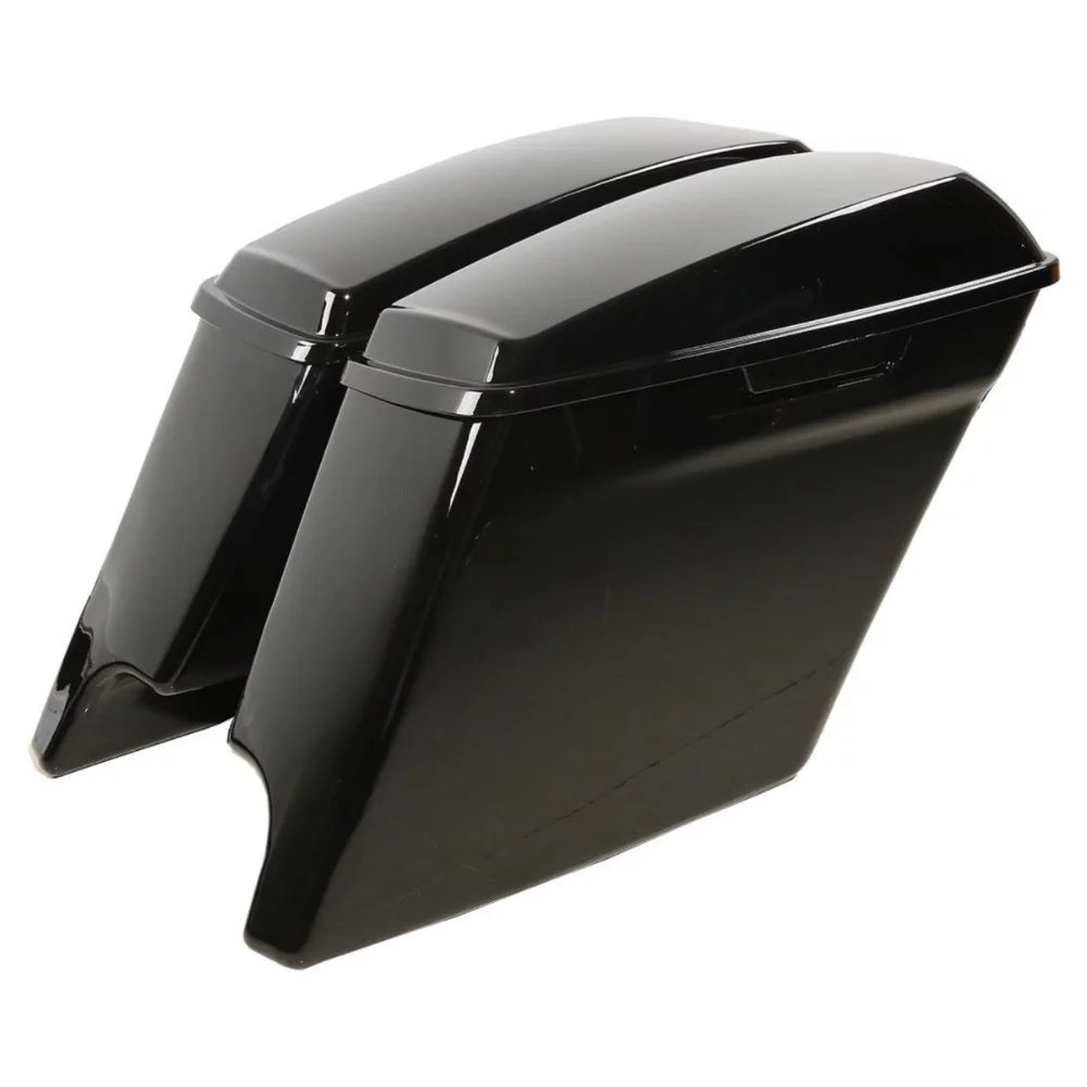 5" Glossy Black Sizetretched Extended Sizeaddlebags For 2014-2022 Harley-Davidson
