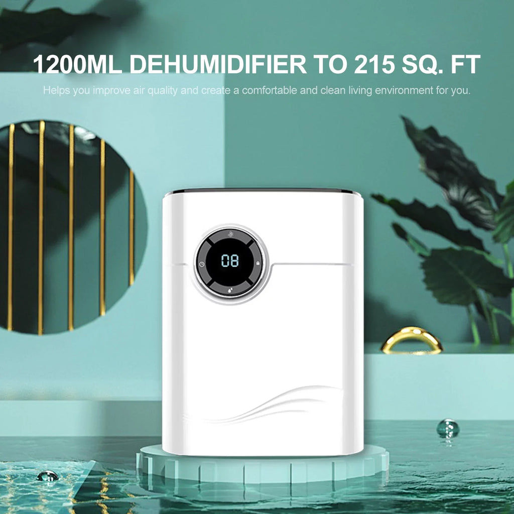 1200mL Dehumidifier to 215 Sizeq. Ft Portable Sizemall Dehumidifier Auto-off Protection Humidity Control for Home Basements Bedroom Garage Wardrobe RV