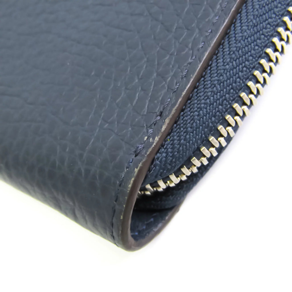 Pre-Owned Louis Vuitton Taurillon Zippy Wallet Vertical M58823 Unisex  Taurillon Leather Long Wallet (bi-fold) Navy (Good)