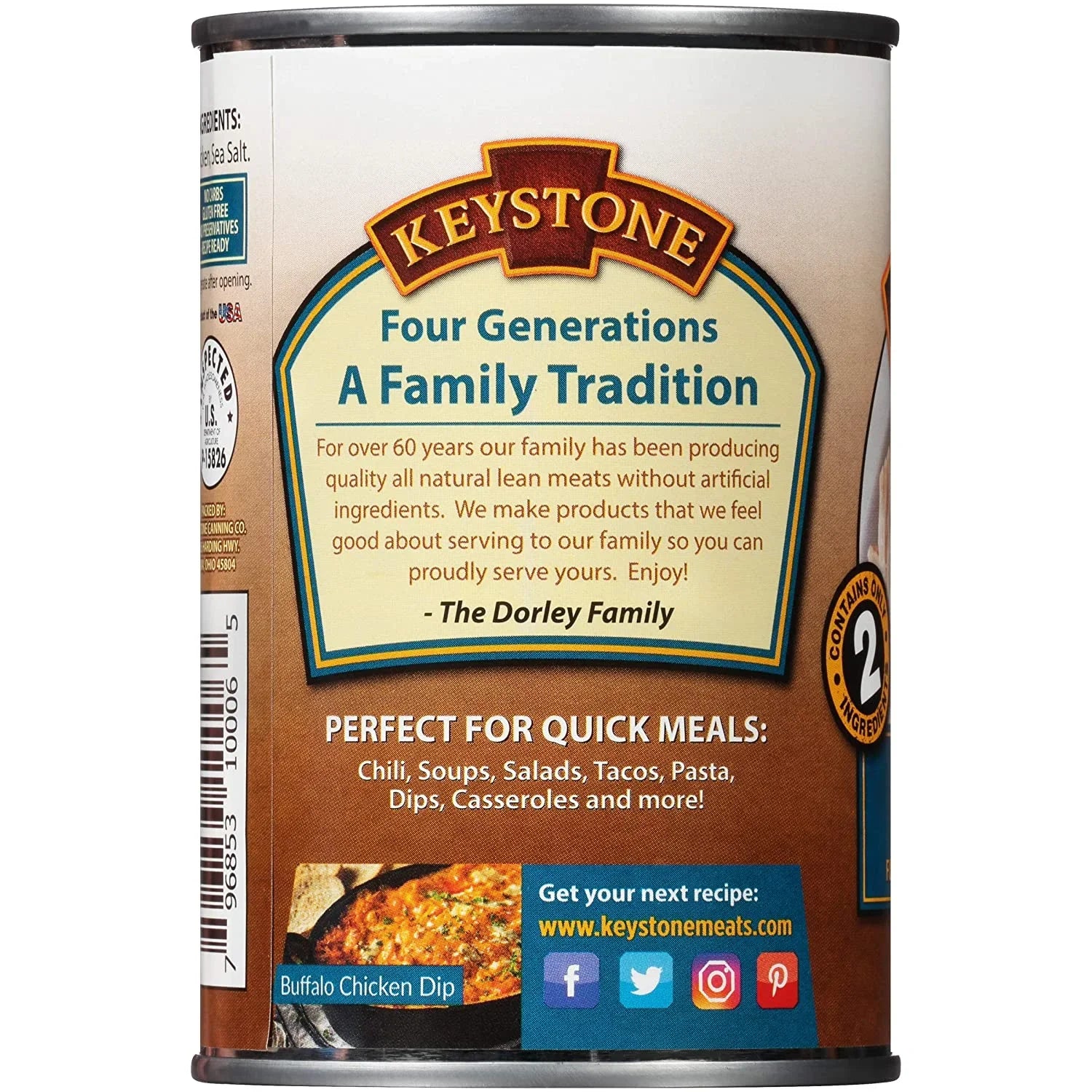 (12 Pack) Keystone All Natural Chicken 14.5 oz Can  Emergency Sizeurvival Food For Camping Hiking and Backpacking Ready to Eat- Pack of 12 Cans