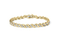 Haus of Brilliance 10k Yellow Gold 1.00 Cttw Womens Round Cut and Baguette Cut Diamond Size-Link 7.25" Box Clasp Prong Bracelet (I-J Color, I2-I3 Clarity)