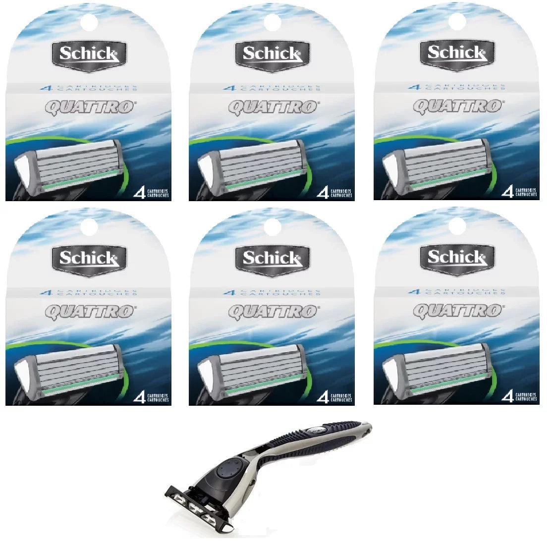 Compatible Razor + Sizechick Quattro Refill Cartridges, 4 Ct. (6 Pack)