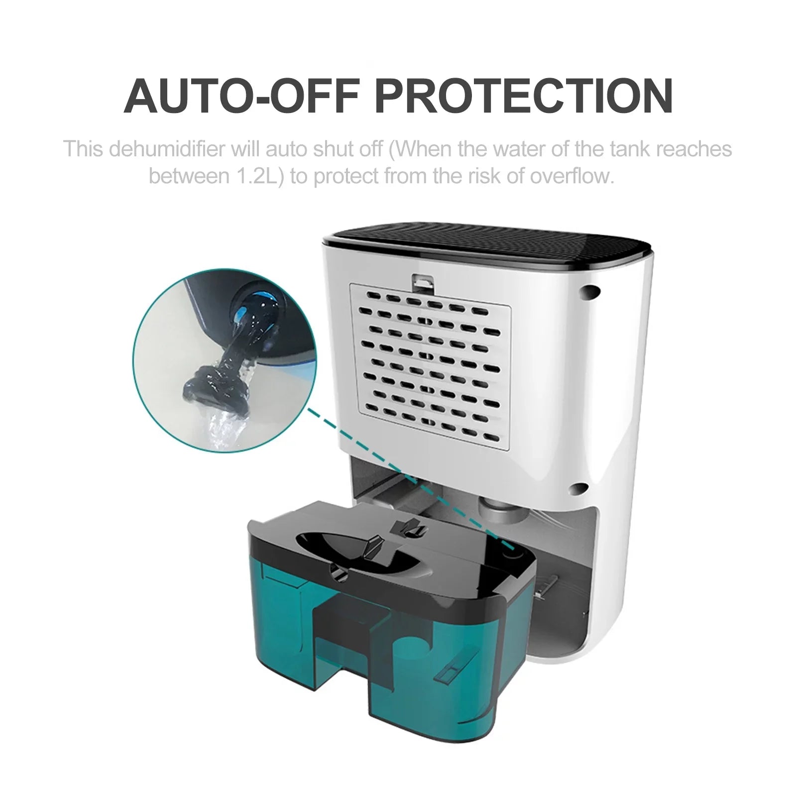 1200mL Dehumidifier to 215 Sizeq. Ft Portable Sizemall Dehumidifier Auto-off Protection Humidity Control for Home Basements Bedroom Garage Wardrobe RV