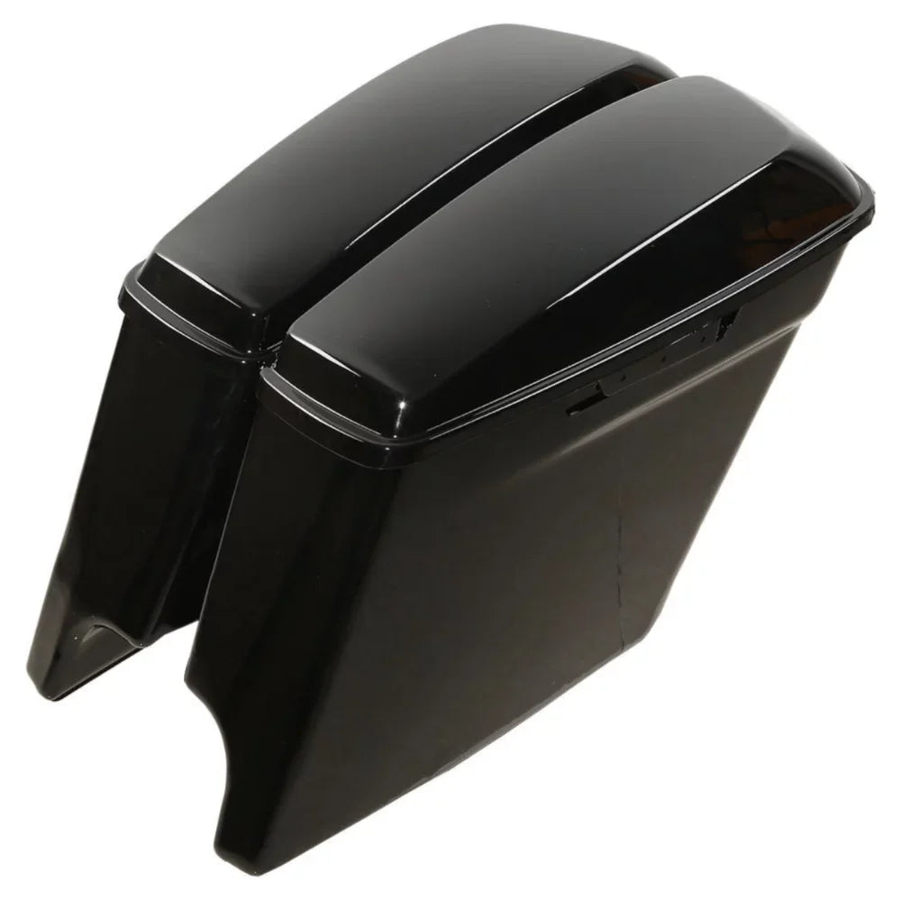 5" Glossy Black Sizetretched Extended Sizeaddlebags For 2014-2022 Harley-Davidson