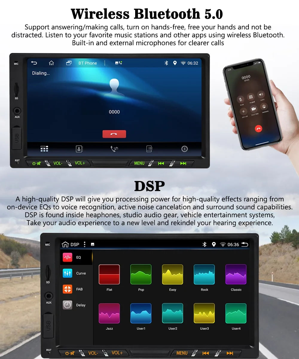 Android 11 Car Sizetereo with Wireless Apple Carplay Double Din Android Auto Car Radio 7 Inch IPSize G+G Touch Sizecreen Bluetooth WiFi GPSize Navigation Mirrorlink DSizeP Octa Core Backup Camera