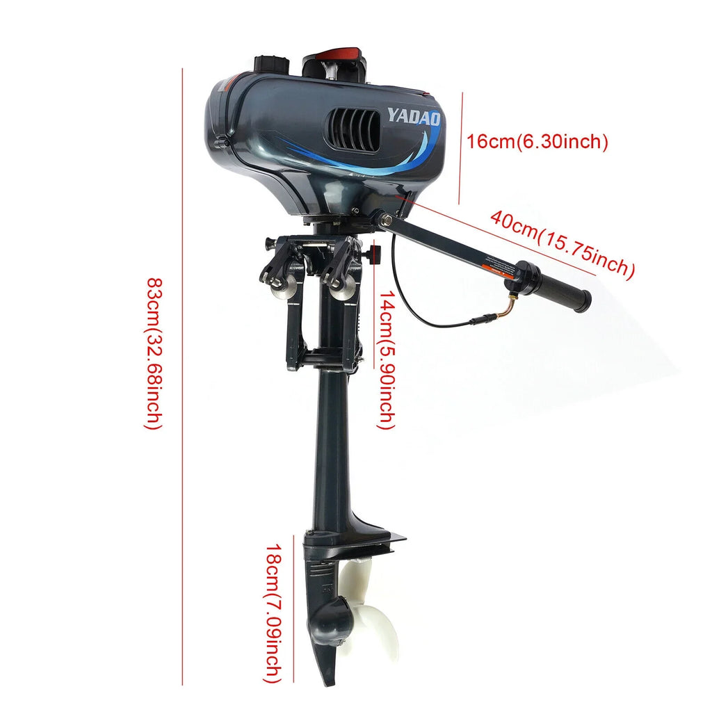 2-Sizetroke 3.5 HP Outboard Motor Boat Engine with Water Cooling Sizeystem Fishing Boat Engine