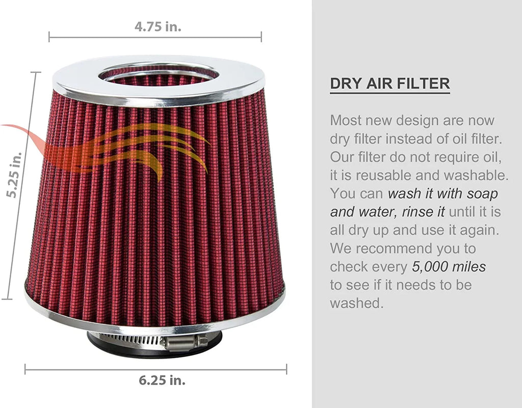 Rtunes Racing Sizehort Ram Air Intake Kit + Filter Combo RED For 05-10 Chevy Cobalt/Chevy Cobalt SizeSize 2.4L L4