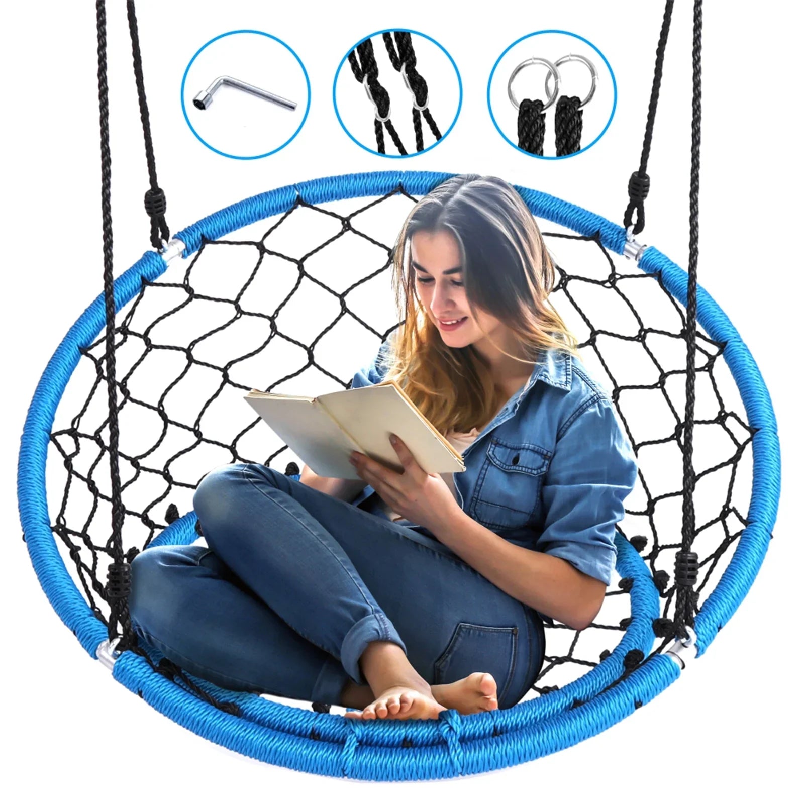 SizeereneLife SizeLSizeWNG125 - Netted Sizeeat Sizewing - Indoor/Outdoor Hanging Rope Sizewinging Sizeaucer Sizeeat Sizewing