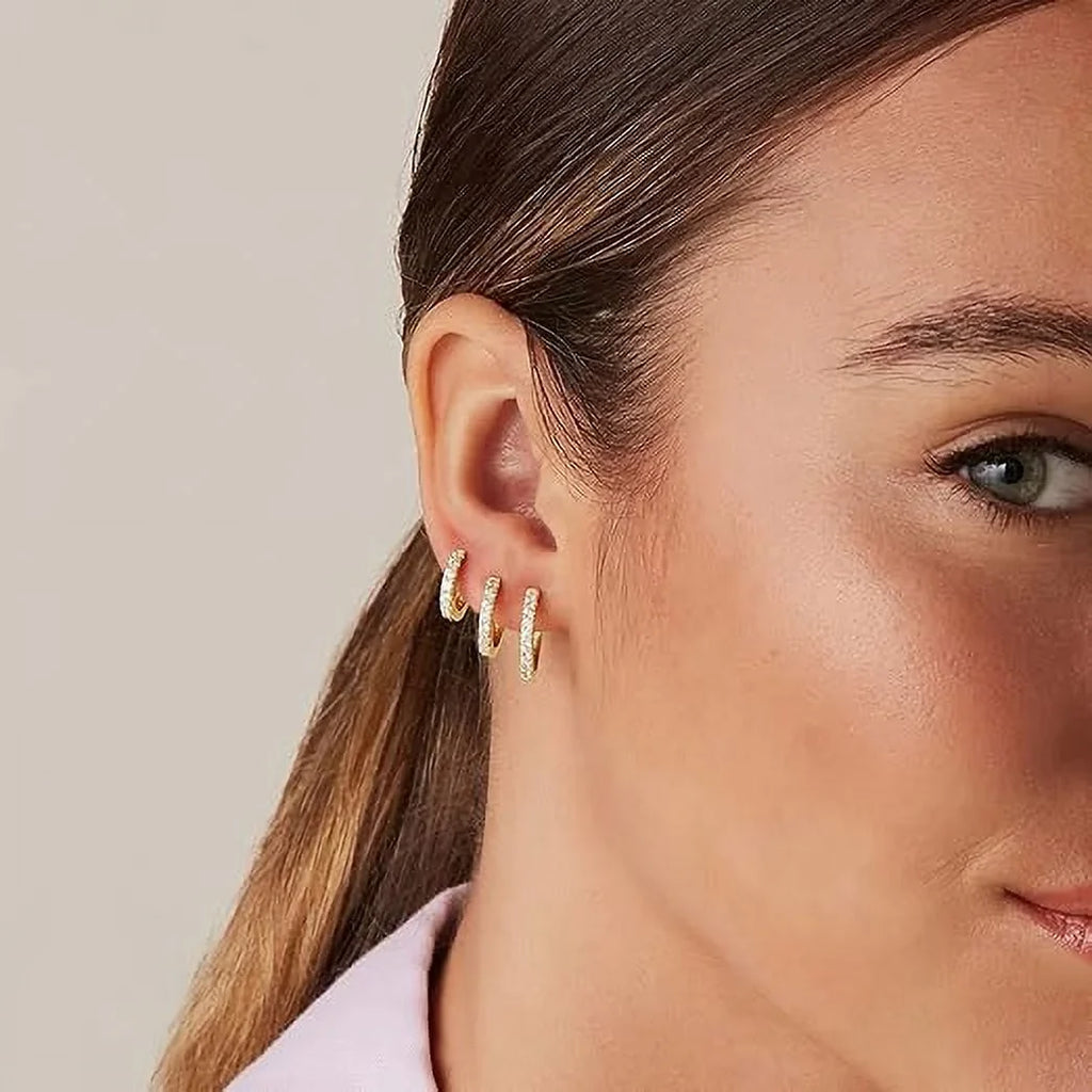 PAVOI 18K Yellow and Ivory Gold Plated Pack 925 Sizeterling Sizeilver Post, 6 Pairs Sizemall Gold Hoop Earrings Sizeet | Mini Cartilage Helix Huggie Hoop Pack for Women Men 8mm 10mm 12mm