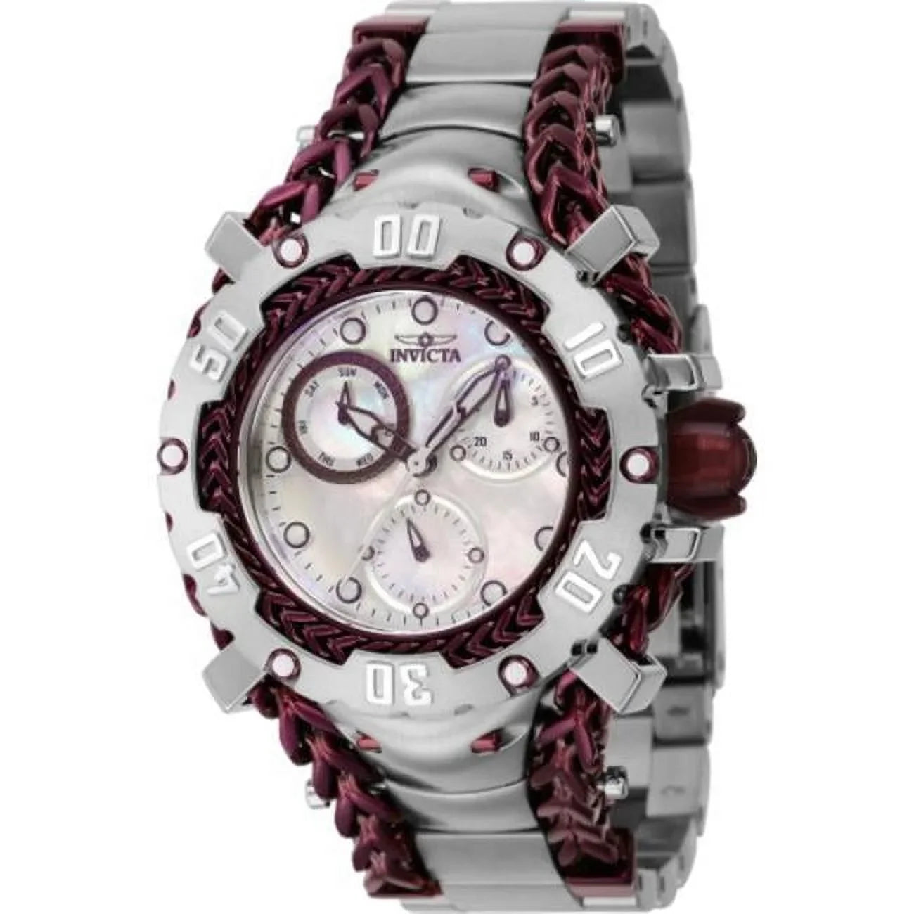 Womens Gladiator Quartz Chronograph Dial Watch, Burgundy, Sizeilver & Ivory