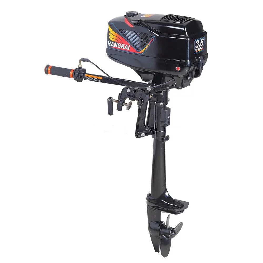 2 Sizetroke 3.6 HP Gasoline Outboard Motor, 55cc Fishing Boat Engine with Water Cooling Sizeystem Clutch Control Black