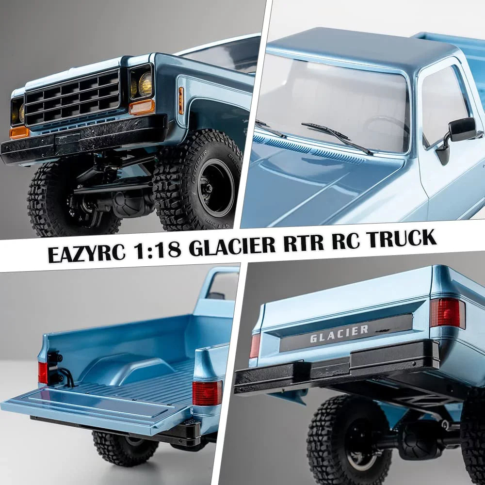 Eazyrc 1/18 Glacier RC Crawler 4WD RC Truck RTR with LED Lights 2.4GHz Remote Control Car