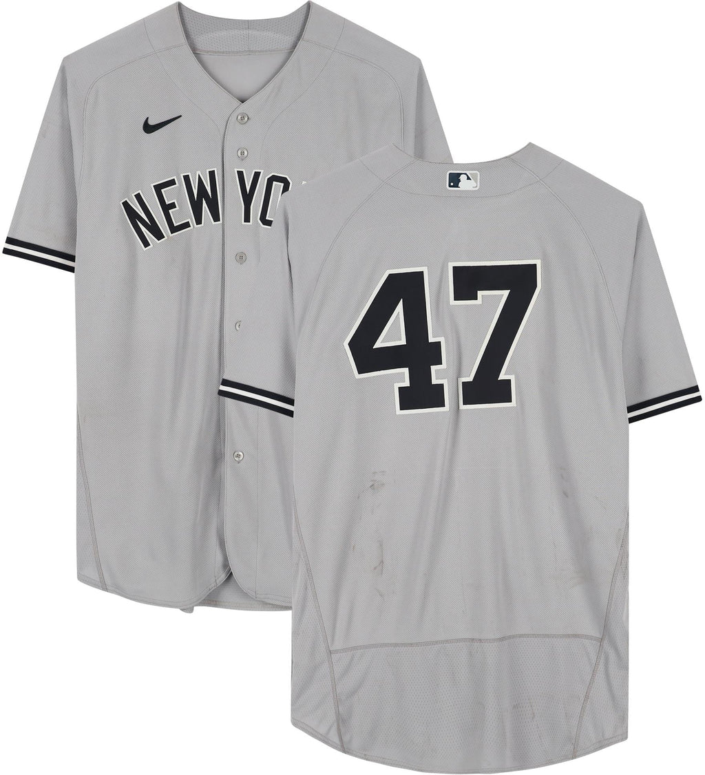 Frankie Montas New York Yankees Game-Used #47 Gray Jersey vs. Los Angeles Angels on August 29, 2022 - Fanatics Authentic Certified