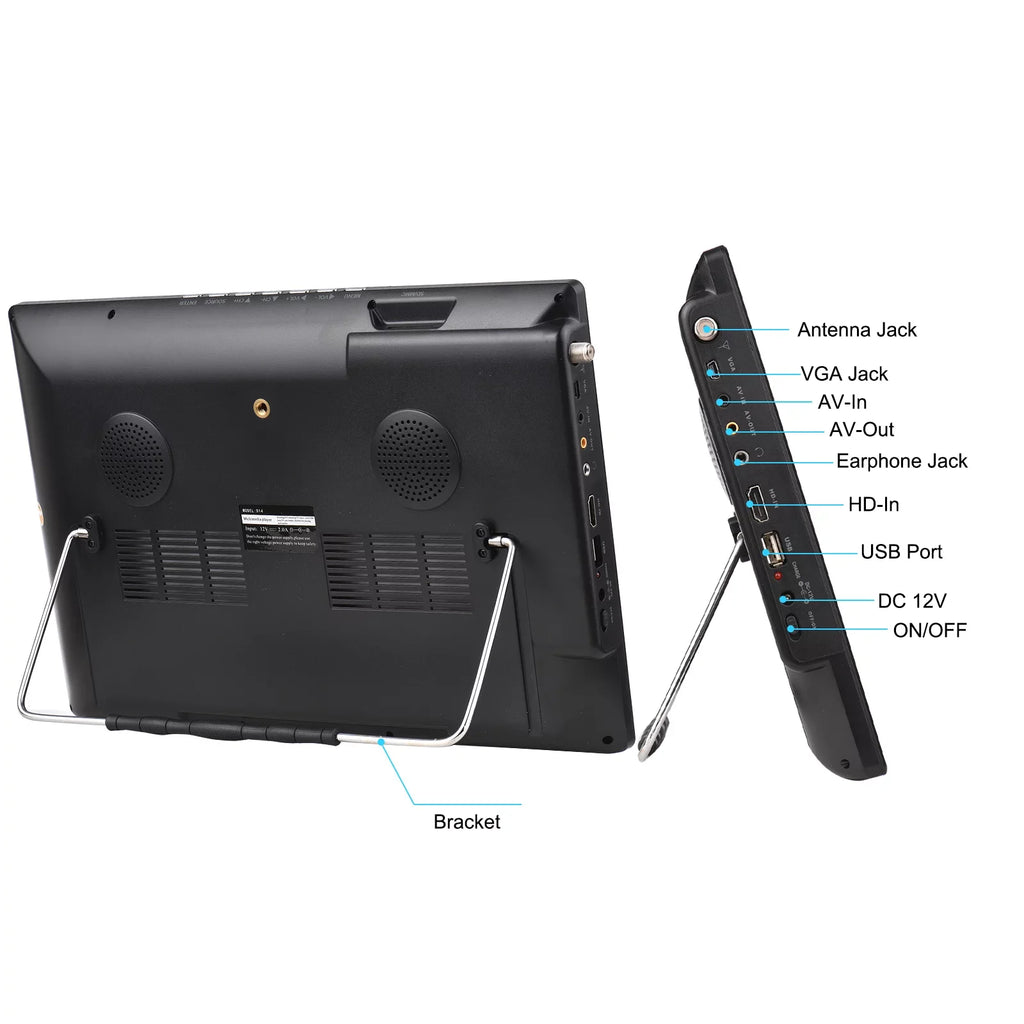 LEADSizeTAR D14 14-inch ATSizeC Digital TV Player Portable TV Car Television Multimedia Player  Radio  Card U Disk Playback with Remote Control