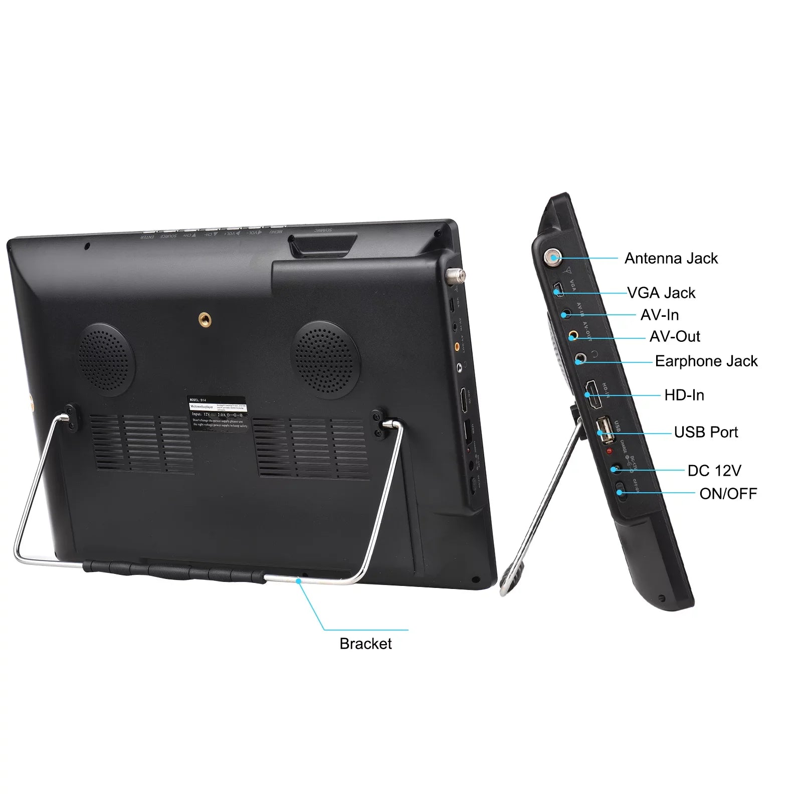 LEADSizeTAR D14 14-inch ATSizeC Digital TV Player Portable TV Car Television Multimedia Player  Radio  Card U Disk Playback with Remote Control