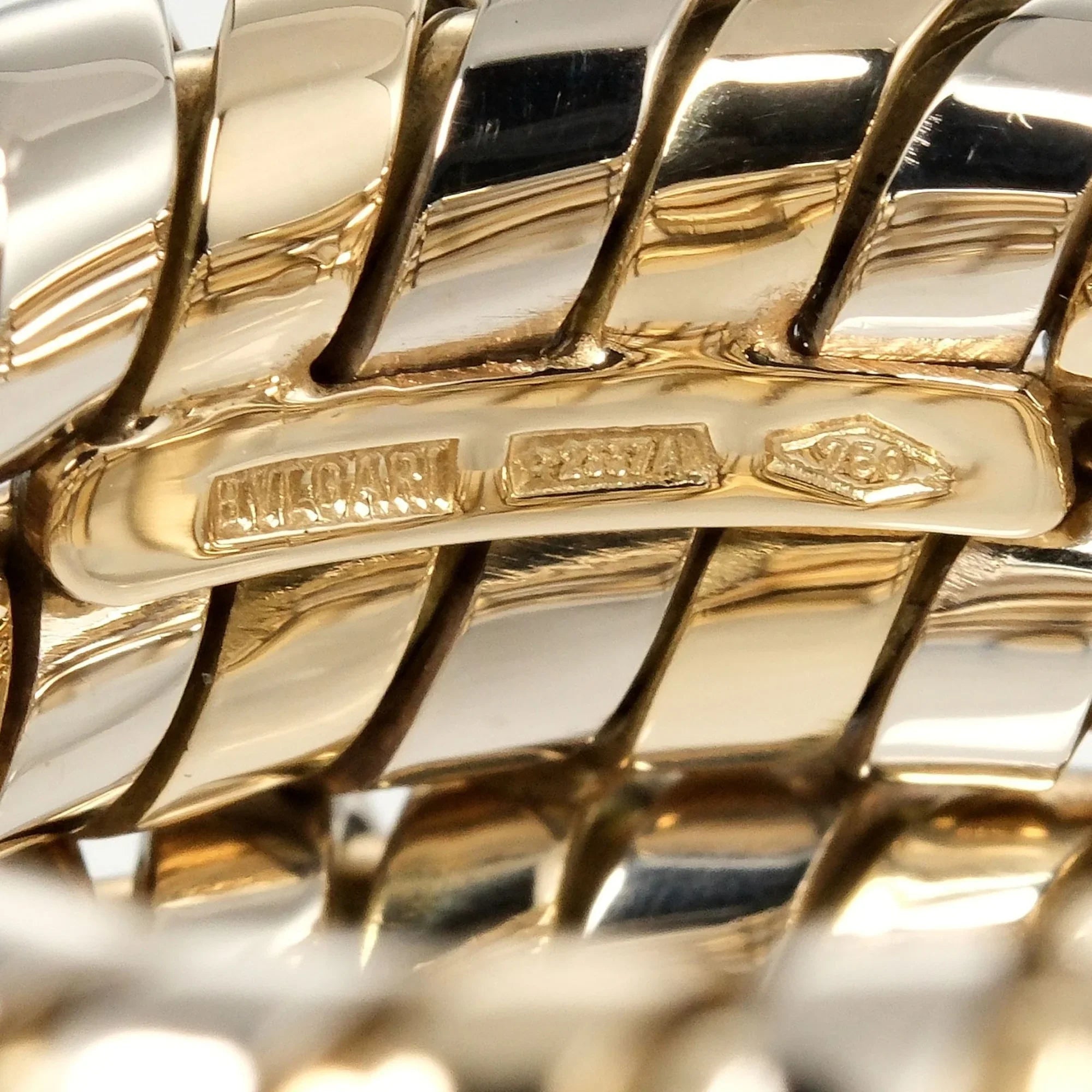 Pre-Owned Bulgari BVLGARI Tubogas 3-row No. 9 Ring 14.53g K18 YG WG Yellow Gold Ivory (Good)
