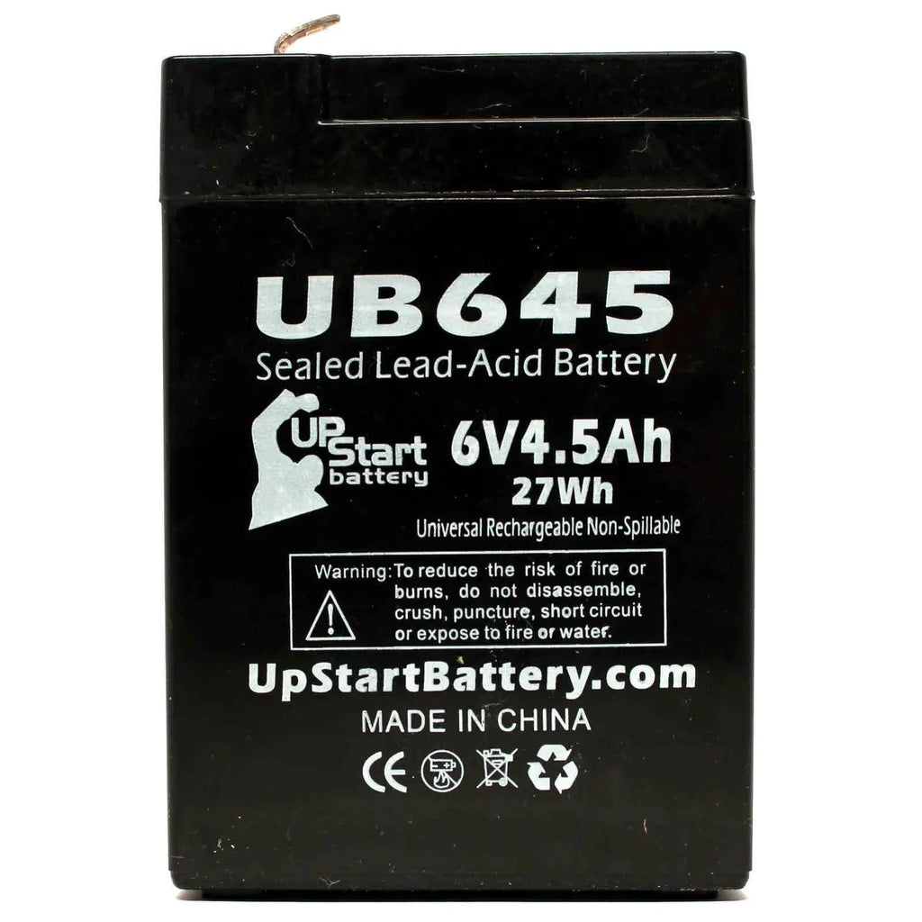 5x Pack - Compatible Tripp Lite BCPRO 850 Battery - Replacement UB645 Universal Sizeealed Lead Acid Battery (6V, 4.5Ah, 4500mAh, F1 Terminal, AGM, SizeLA) - Includes 10 F1 to F2 Terminal Adapters