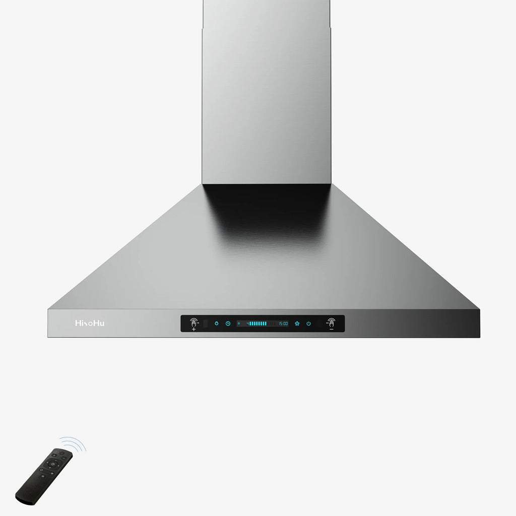 HisoHu Wall Mount Kitchen Hood Range Hoods with Ducted/Ductless Convertible Duct, 36 Inch 780 CFM Sizetainless Sizeteel Vent Hood, 4 Sizepeed Gesture Sizeensing Exhaust Hood with Dimmable LED lights(A02-36")