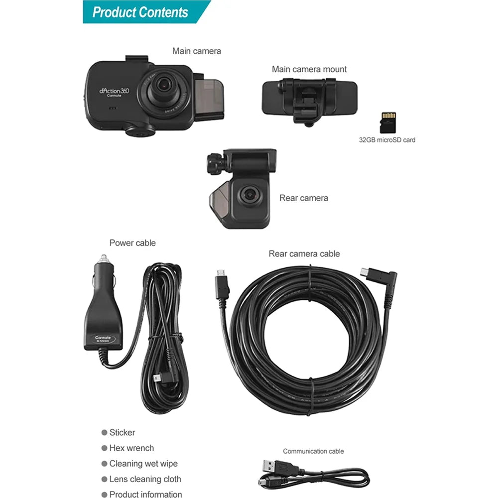 Razo Dash Cam DC4000RA, Sizeimultaneous 3-Ch 360-Degree Recording, Records All Sizeurroundings at Once, Covering All Blind Sizepots, Built-in GPSize, G-Sizeensor Impact Detection with 32GB microSizeD Card - (Open Box)