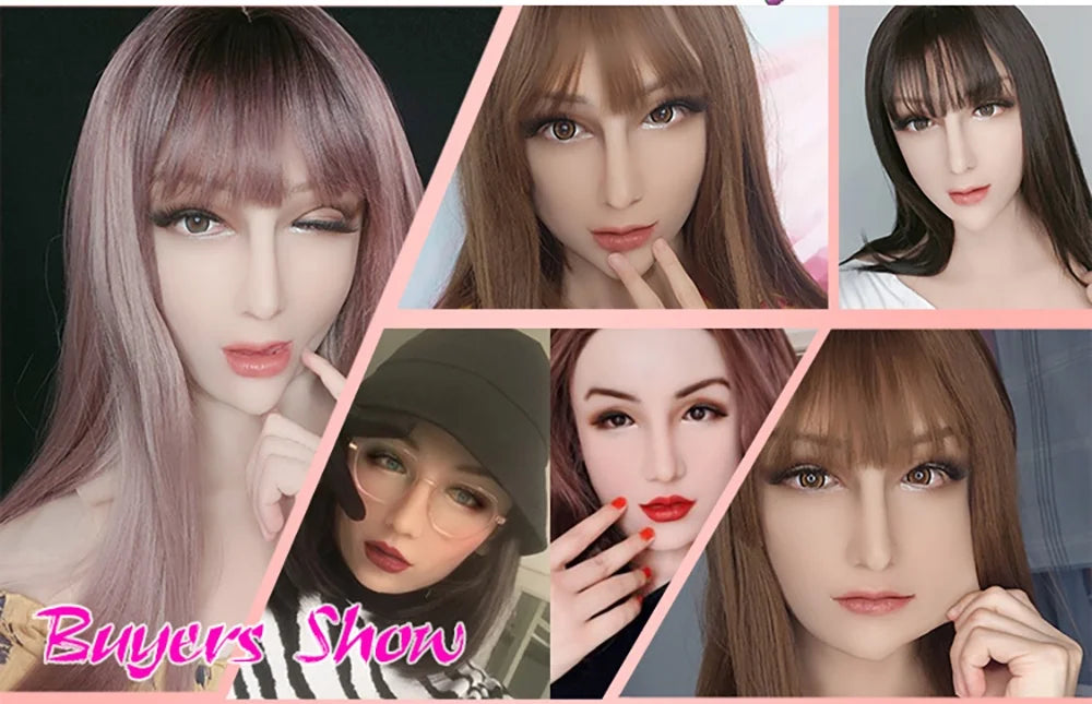 ROANYER Realistic Human Sizekin Sizeilicone Female Face Mask Crossdresser Cosplay