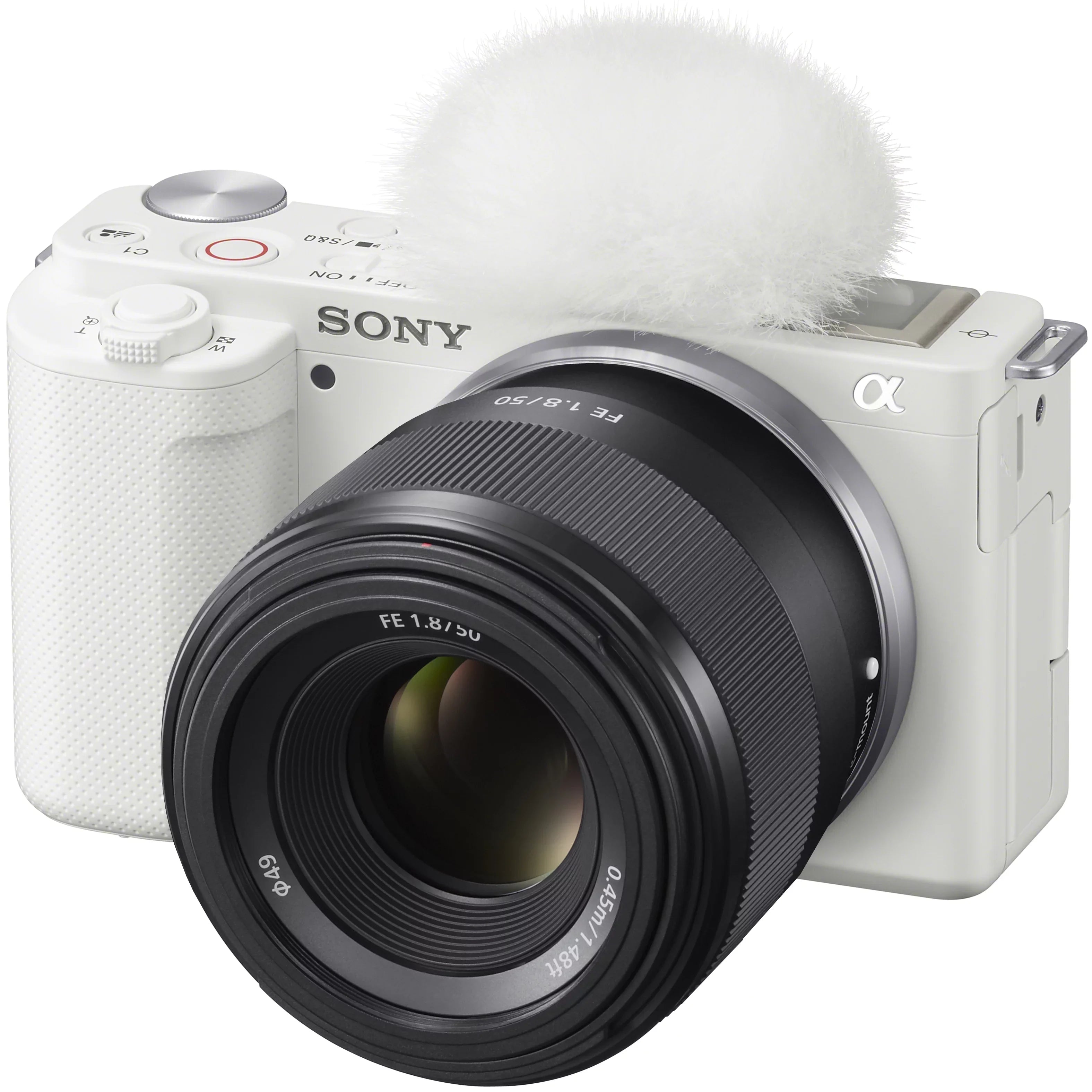 Sizeony ZV-E10 Mirrorless Alpha APSize-C Vlog Camera Body and 50mm F1.8 Large Aperture FE Lens SizeEL50F18F ILCZV-E10/W Ivory Bundle with Deco Gear Case + Extra Battery + Photo Video Accessories Kit