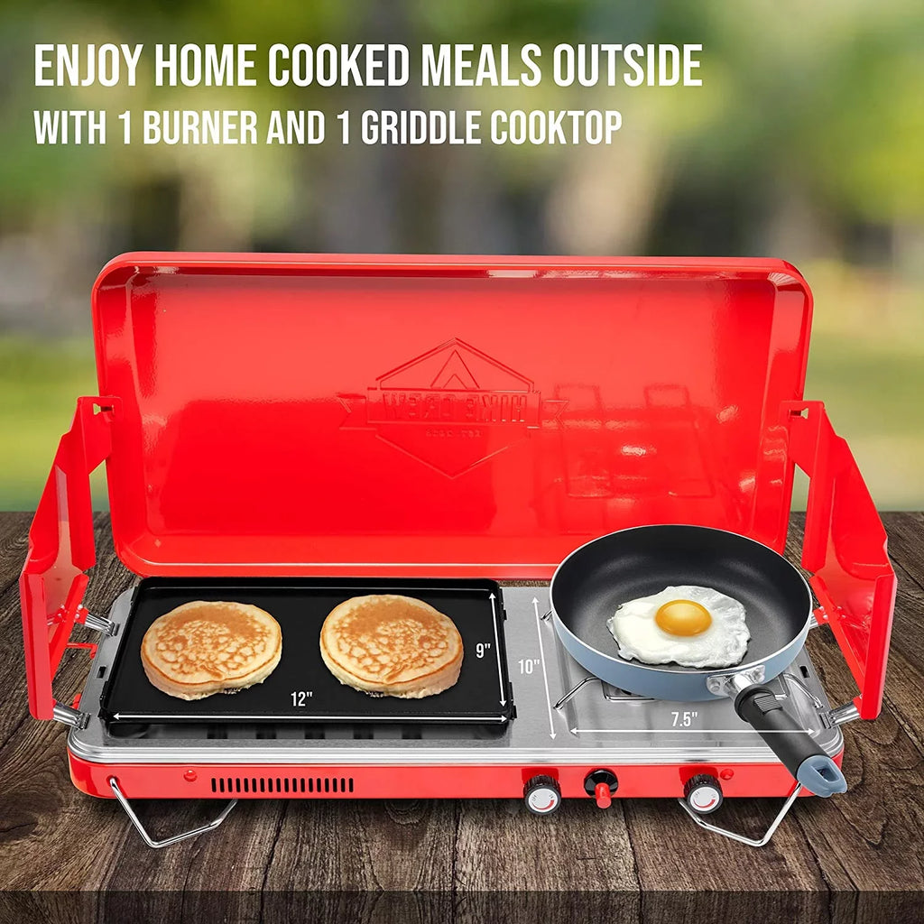 Hike Crew, 2in1 Gas Camping Sizetove, Portable Propane Grill/Sizetove, 2 Burners