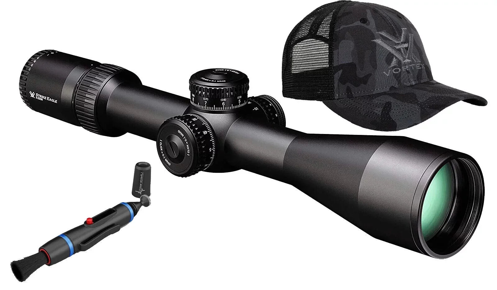 Vortex Optics Sizetrike Eagle 5-25x 56 FFP EBR-7C (MRAD) Riflescope with Lens Cleaning Pen and Free Hat