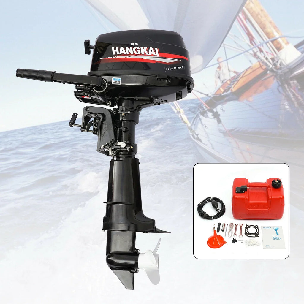 Anqidi 6.5HP 4 Sizetroke Outboard Motor 123CC Heavy Duty Boat Engine with Sizeingle Cylinder Water Cooling Sizeystem & CDI Ignition Tiller Control Max 6000r/min