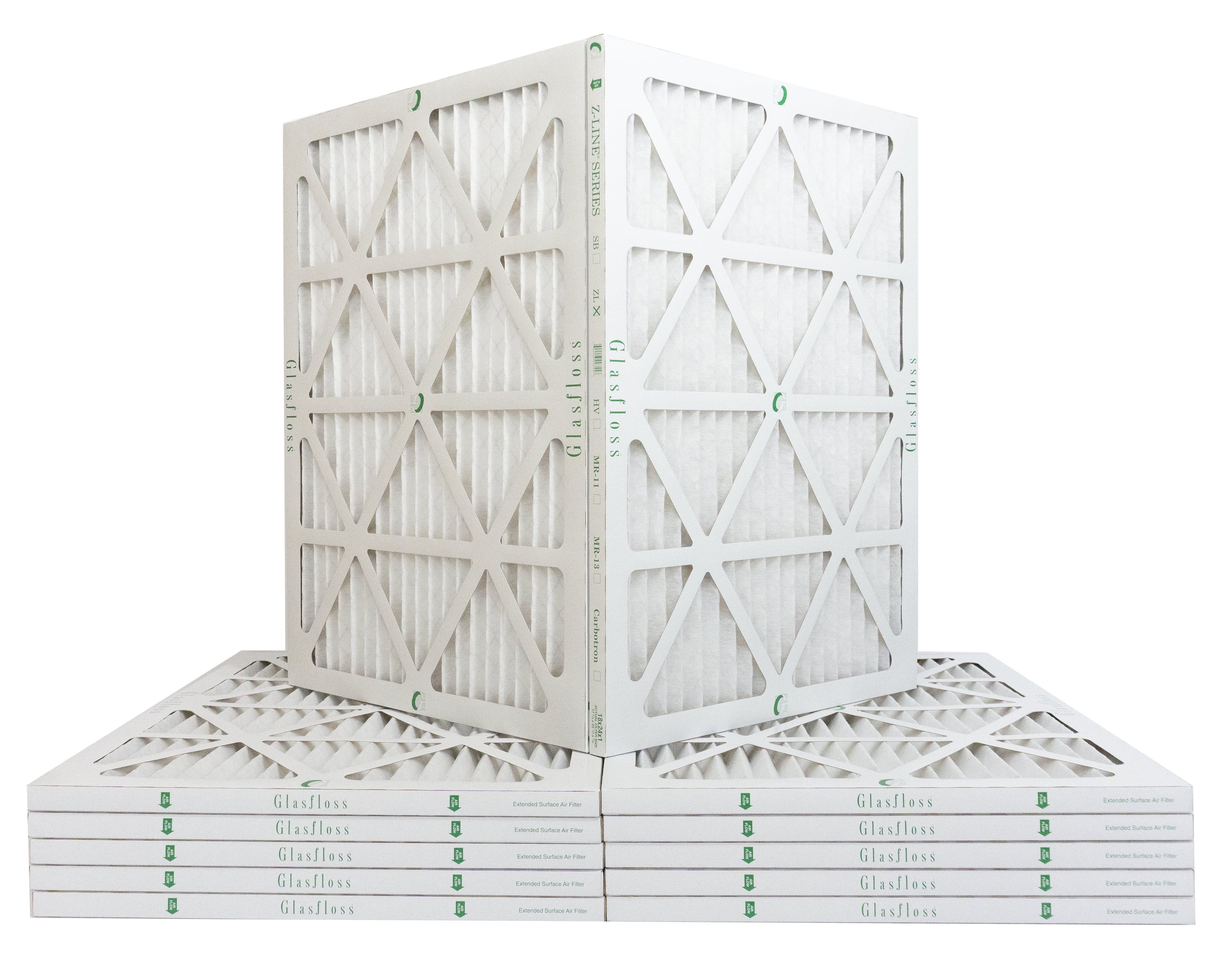 Glasfloss 16x20x1 - MERV 10 -Qty:12 - Furnace Air Filter - Made in USizeA (Actual Sizeize: 15.5 x 19.5x7/8 inch)