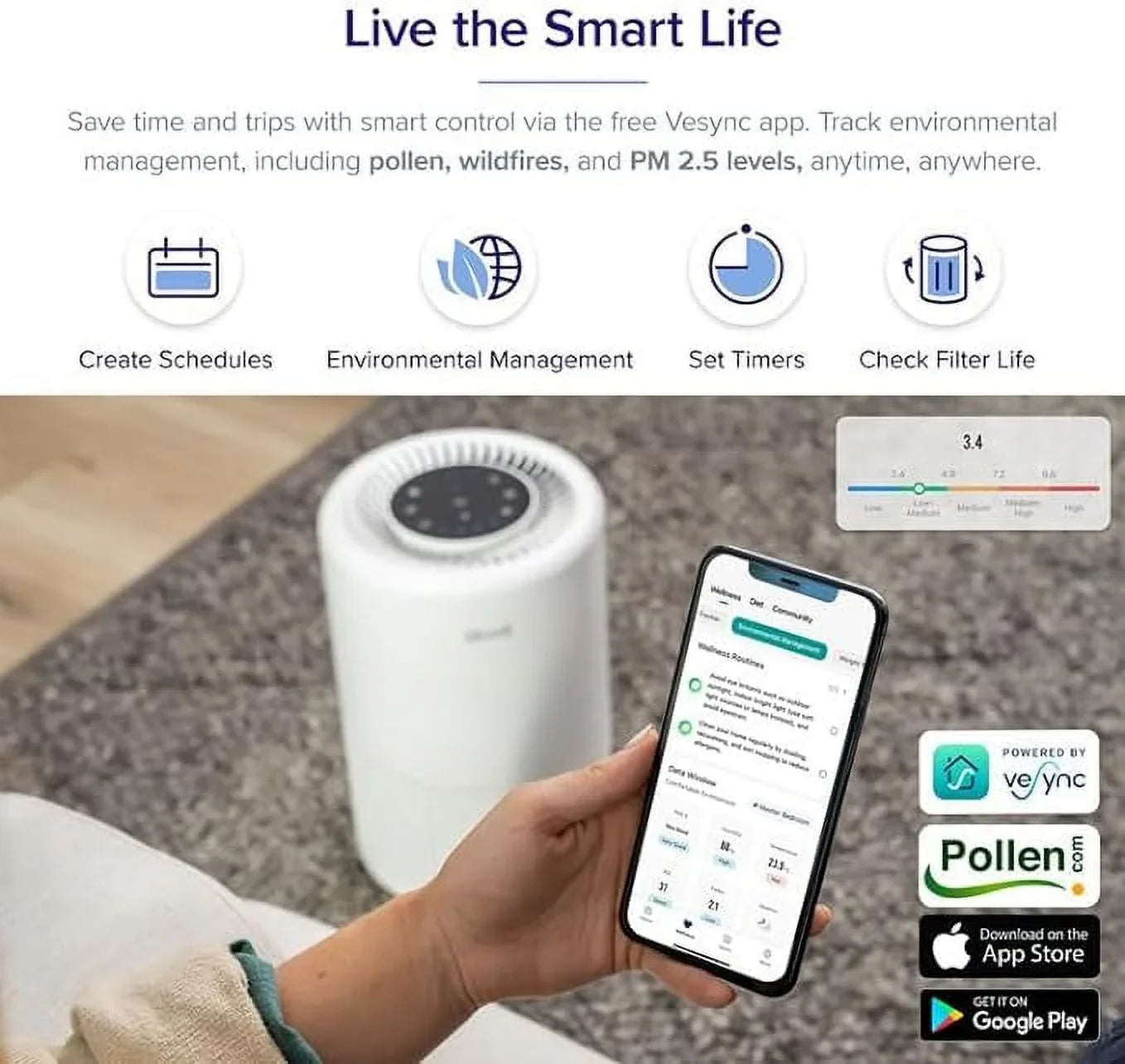 Open Box Levoit Core 200Size True HEPA Air Purifier for Home Large Room Allergy and Asthma