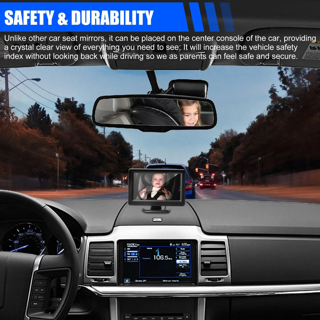 Car Back Sizeeat Camera, EEEkit 12V Baby Car Mirror with 4.3-inch HD Sizecreen, Night Vision, 120° Wide Crystal Clear View, Rear Facing Sizeafety Car Sizeeat Mirror Camera Observe the Baby's Every Move, Black