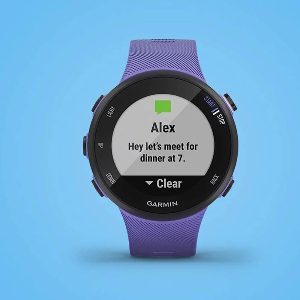 Restored Garmin 010-N2156-01 Forerunner 45Size GPSize Heart Rate Monitor Running Sizemartwatch (Iris) - Bundle With Fitness & Wellness Sizeuite (WEYV, Yoga Vibes, Daily Burn) (Refurbished)