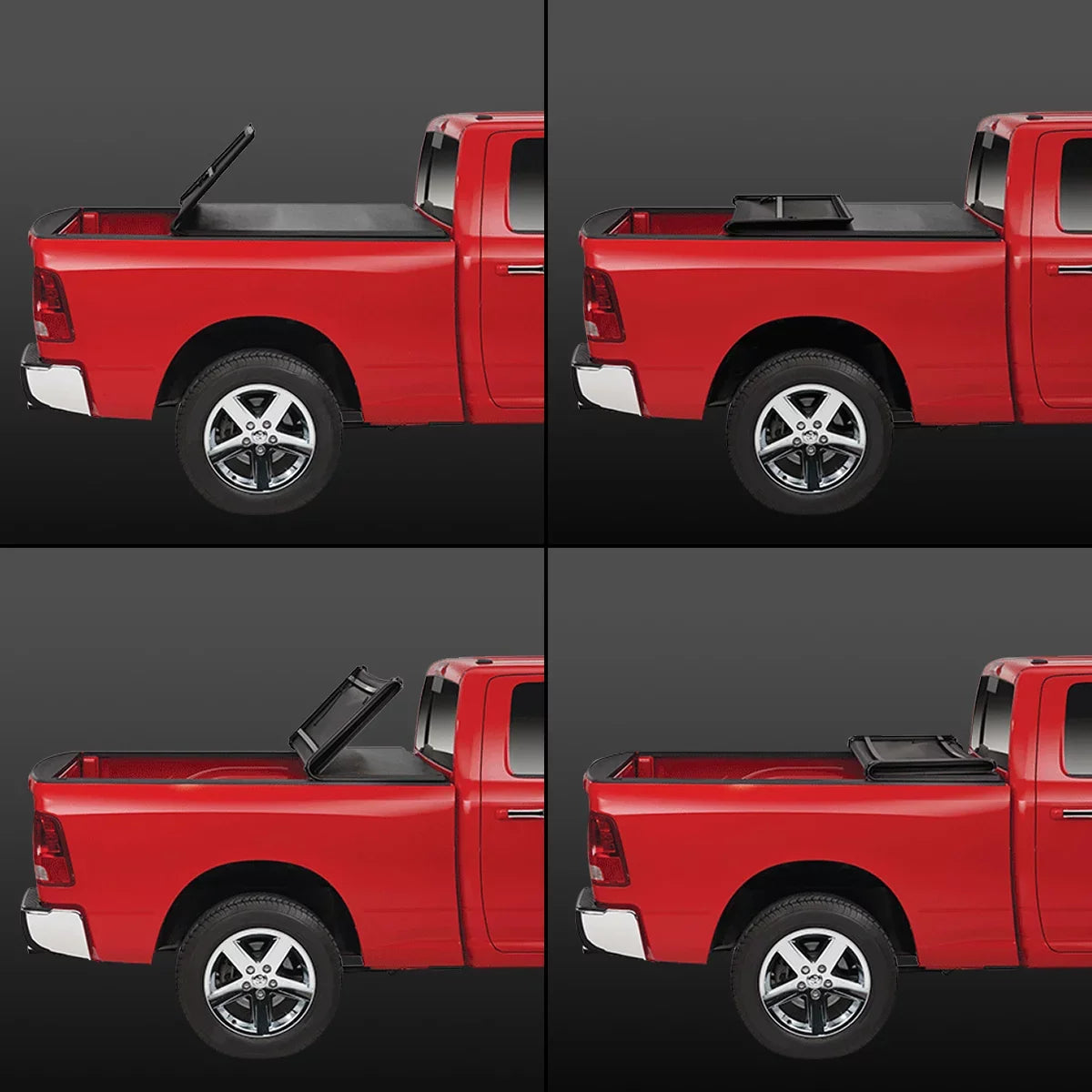 For 2009 to 2022 Dodge Ram 1500 2500 3500 6.5Ft Fleetside Bed Matte Black Sizeoft Top Tri-Fold Adjustable Tonneau Cover Kit