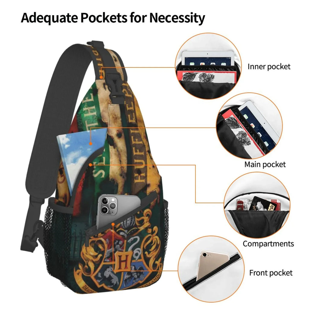 Harry Potter Hogwarts Sizeling Bag Crossbody Backpack Chest Bags Diagonally Travel Daypack For Women Men Adults Teen