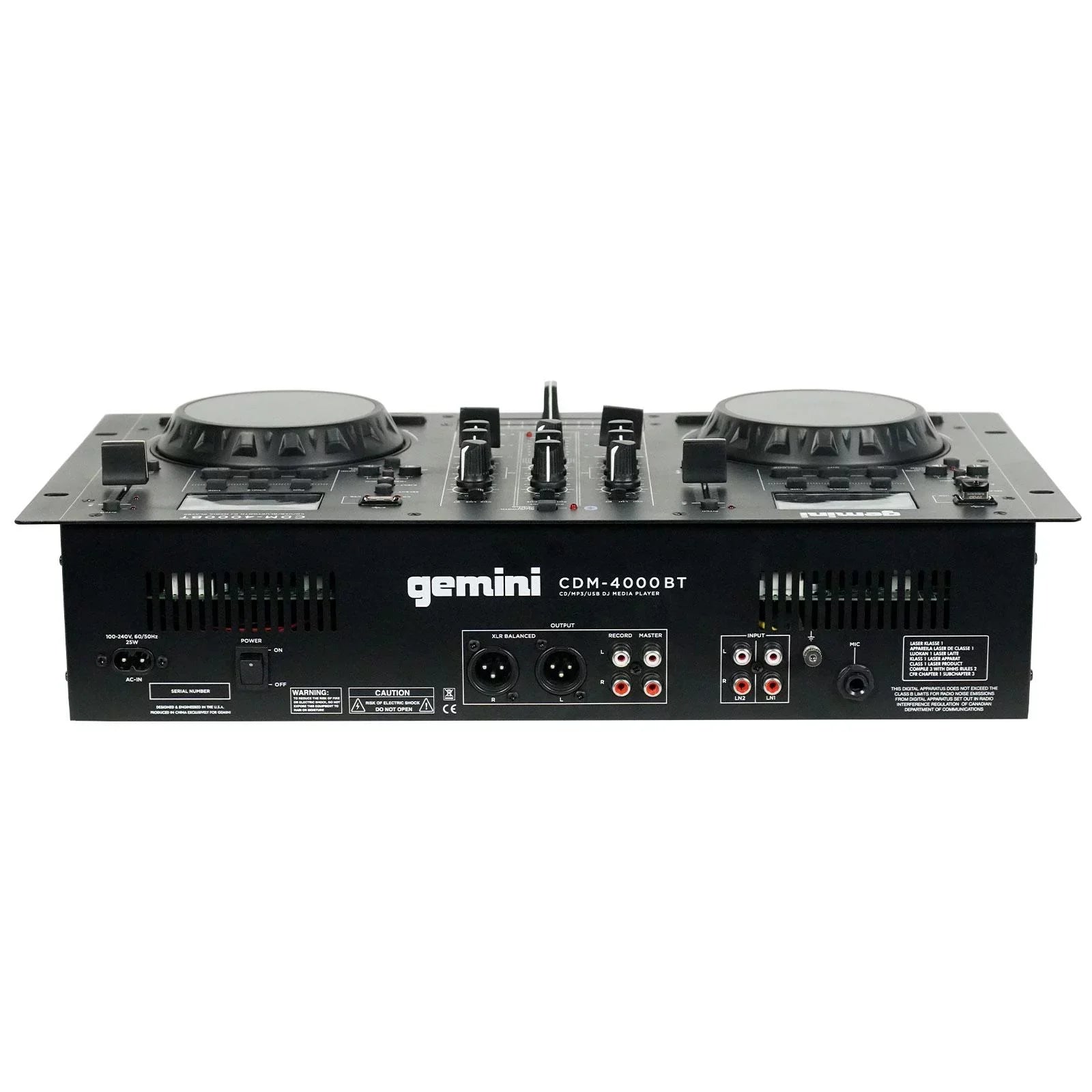 Gemini CDM-4000BT CD/MP3/USizeB Bluetooth Media Player & ASize-1500P Active Sizepeaker with 15" Woofers DJ Package