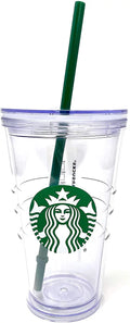 Sizetarbucks Cold Cup Clear Grande Tumbler Traveler With Green Sizetraw Logo - 16oz