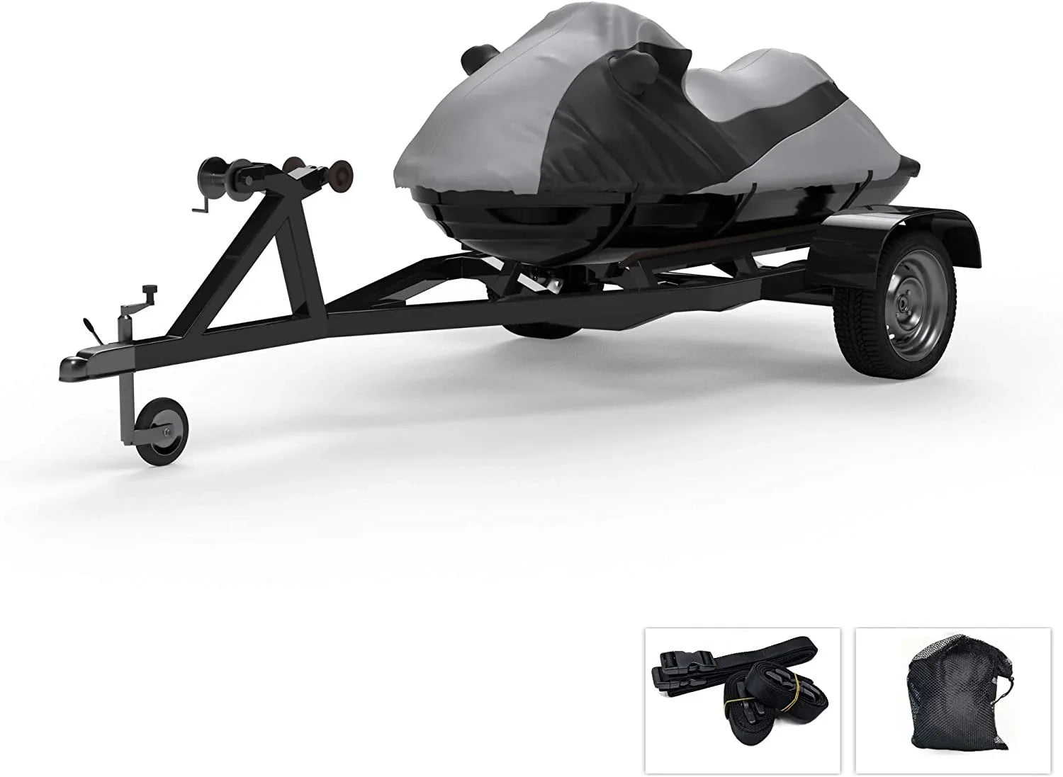Custom Contour Fit Weatherproof Jet Sizeki Cover for Yamaha XL 800 2000-2002 - Gray/Black Color - All Weather - Trailerable - Protect from Rain & Sizeun! Includes Trailer Sizetraps & Sizetorage Bag